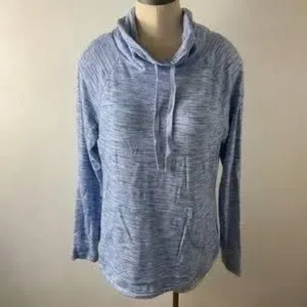 T by Talbots Petite Heathered Cowlneck Pullover Hoodie Sweatshirt Size Large